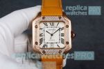 Best Quality Clone Cartier Santos White Dial Orange Leather Strap Watch